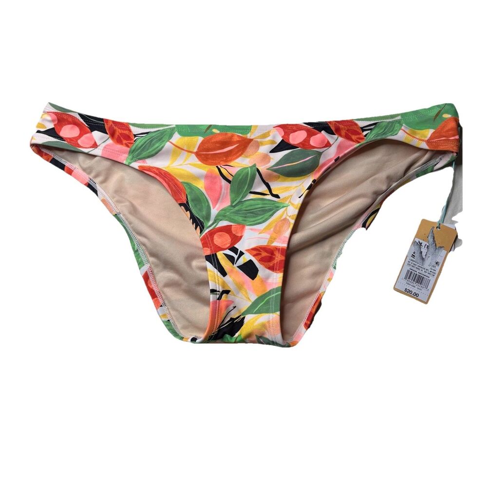 Kona Sol Floral Medium Coverage Hipster Bikini Bottom Size Large New NWT